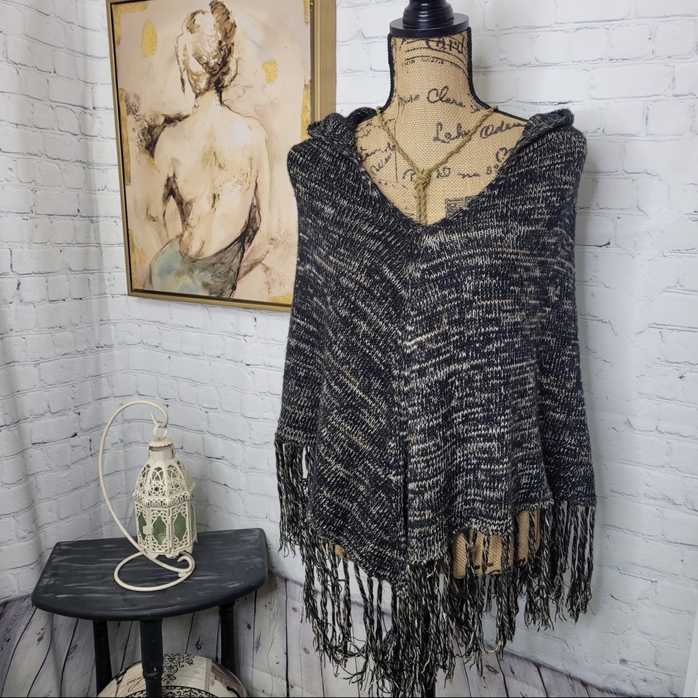 Willow & Clay hooded poncho sweater